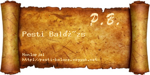 Pesti Balázs névjegykártya